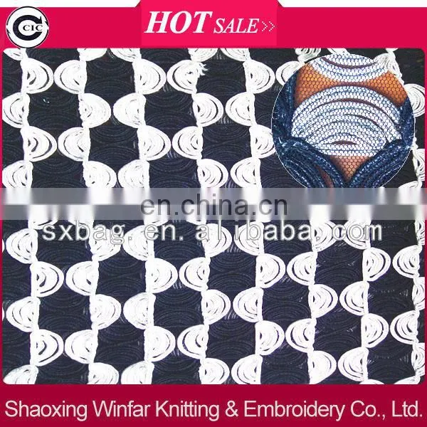 rope chemical lace embroidery fabric for lady dress garment