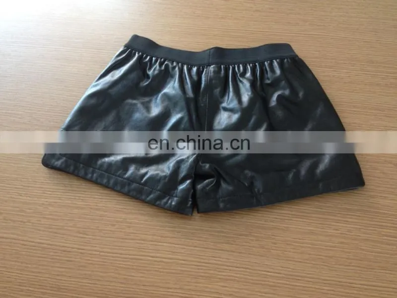 2015 ladies sheep leather black short pants