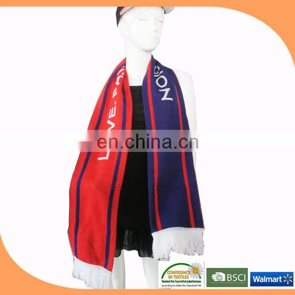Acrylic knitted football fan scarf