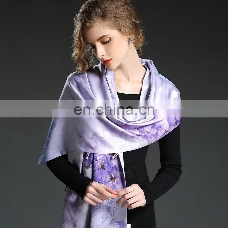The high quality silk scarf shawl Double scarf shawl purple