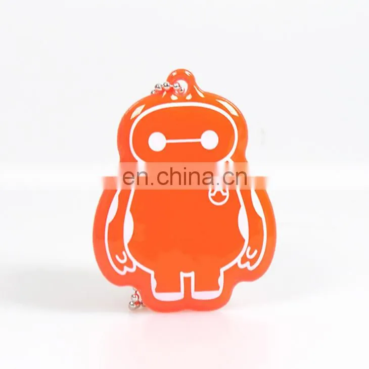 Wholesale Promotion Cheap Ball Chain Type Custom Made Shape And Text Multi Color Reflective Pvc Keychain