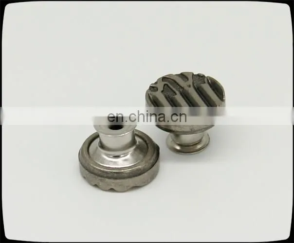 wholesale shiny silver mushroom round metal jeans buttons for jeans