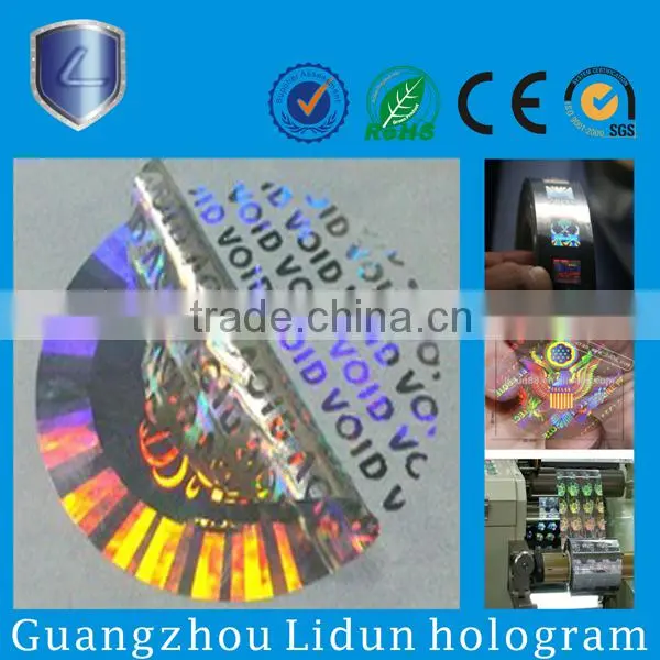 2015 hot sale silver hologram sticker&waterproof custom label &laser sticker