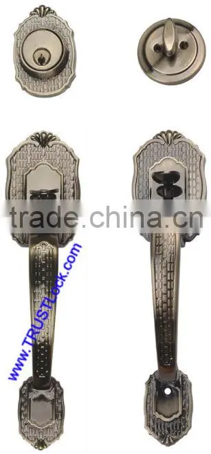 8061DH-AB:TRUST Zinc Alloy Strong Handle Lockset with Brass cylinder