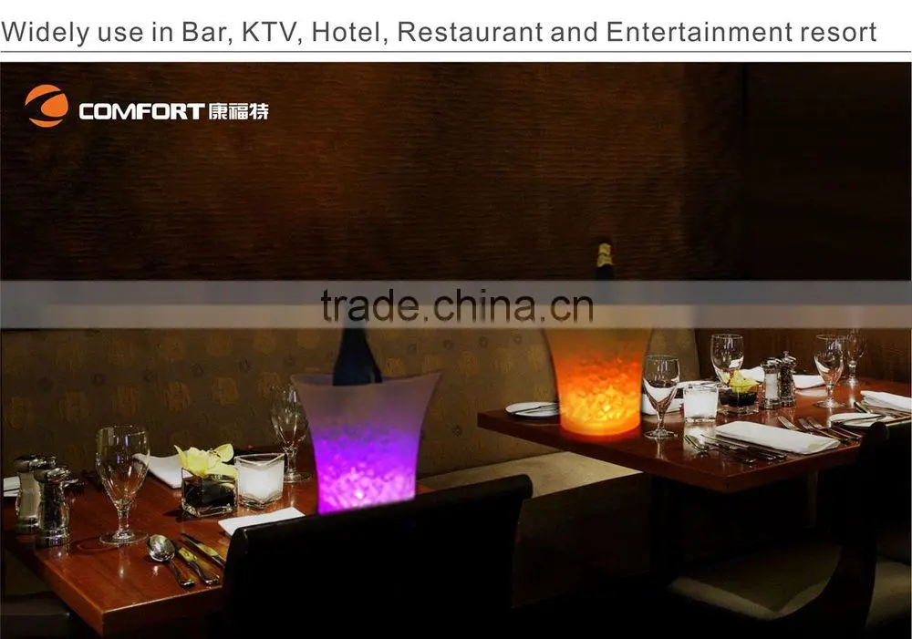 Plastic Material waterproof color changing LED party bar ice bucket