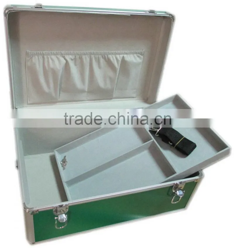 customized travel aluminum frist aid kit tool box with 2 locks