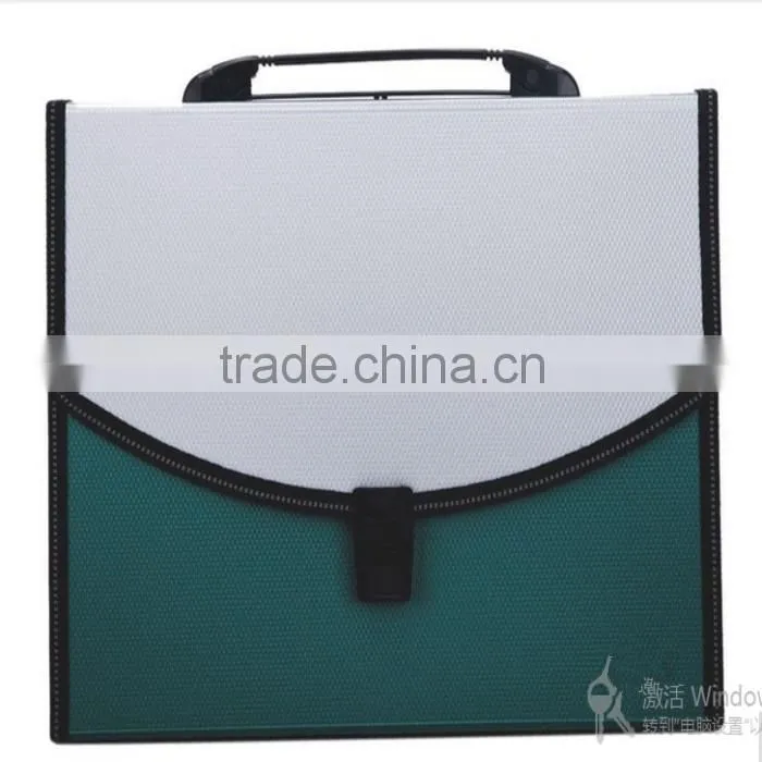 Leather plastic office stationery button briefcase with secret compartment