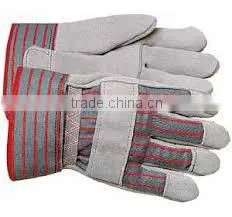 split leather safety gloves with multi color cuff