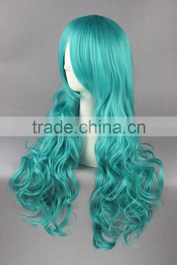 High Quality 65cm Medium Long Wave Sailor Moon wig Kaiou Michiru Light Green wig cosplay Synthetic Anime Wig Cosplay Hair Wigs