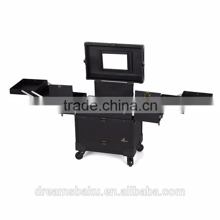 China OEM trolley makeup artist case with rolling wheels