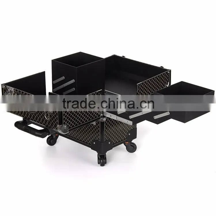 Guangzhou factory cheap price trolley makeup case with trays