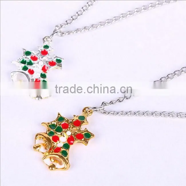 Zinc alloy Christmas Stockings snowman bell necklace
