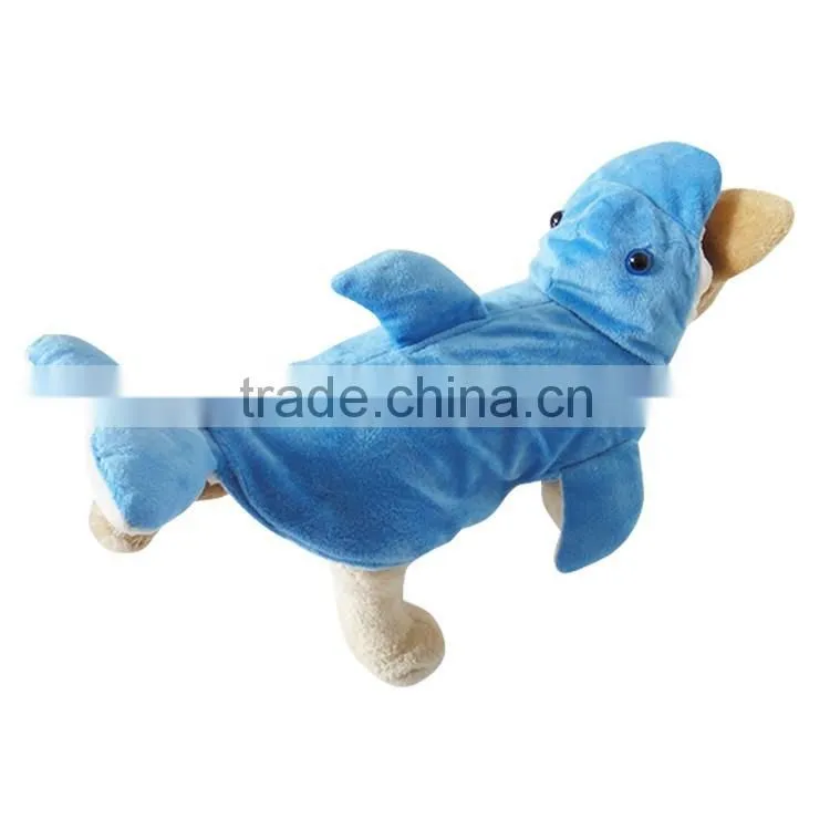 Suitable for autumn winter Double layer cut hair Royal Velvet Blue Dolphin pet clothes