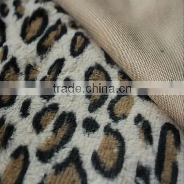 100% polyester leopard faux fur plush fabric