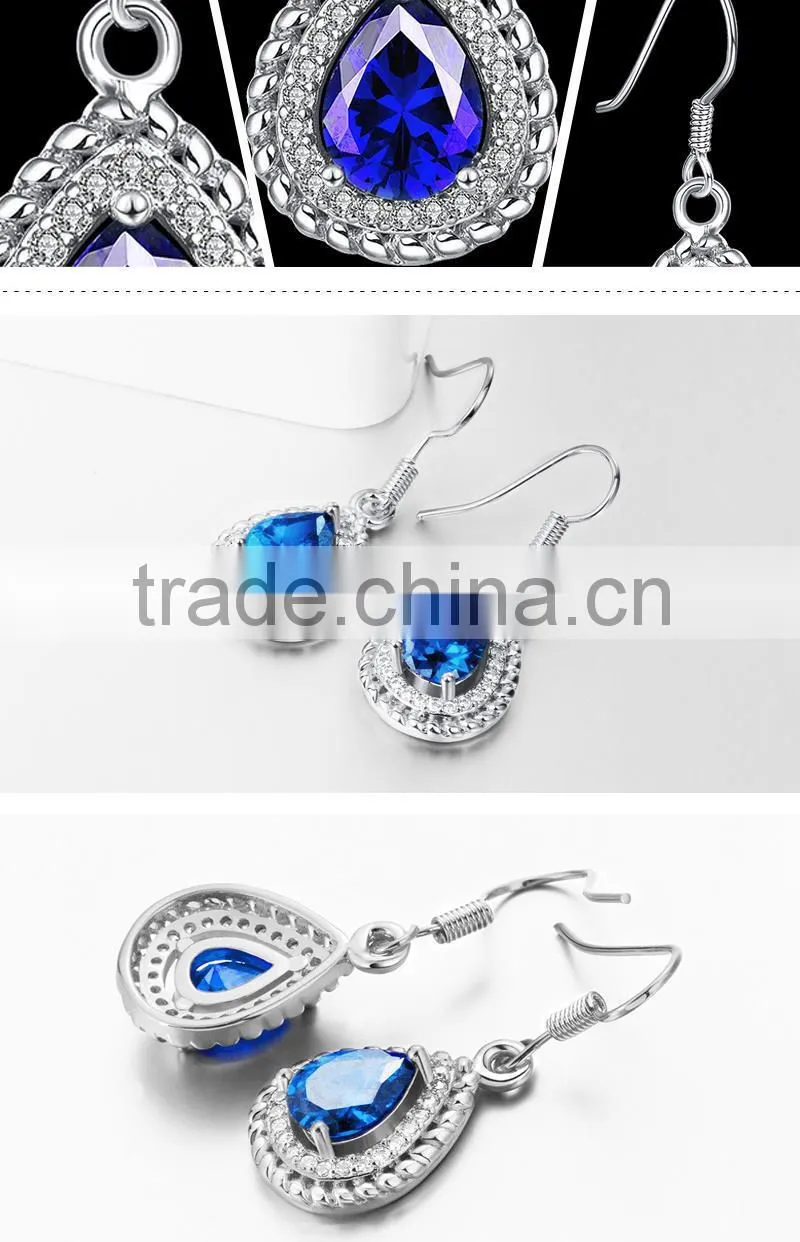 New fashion Indian designer round shape diamond drop earrings with blue stone
