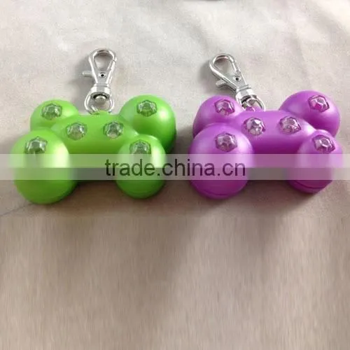 Pet Dog Safety LED Collar Pendant Tags Bone Flashing Blinking Glow Light