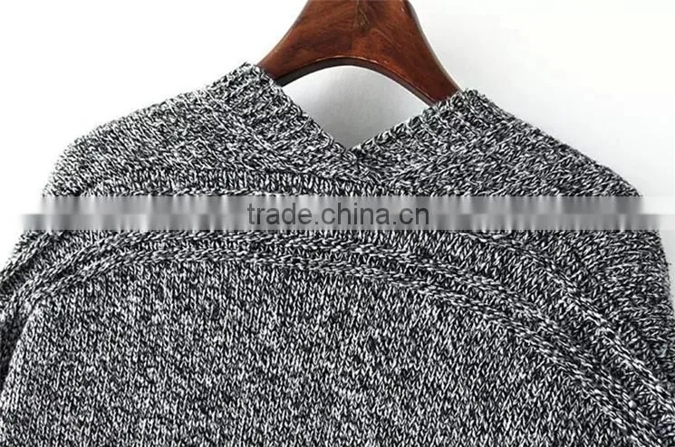 Deep v-neck long sweater coat lady knitting long sweater cardigan with pockets