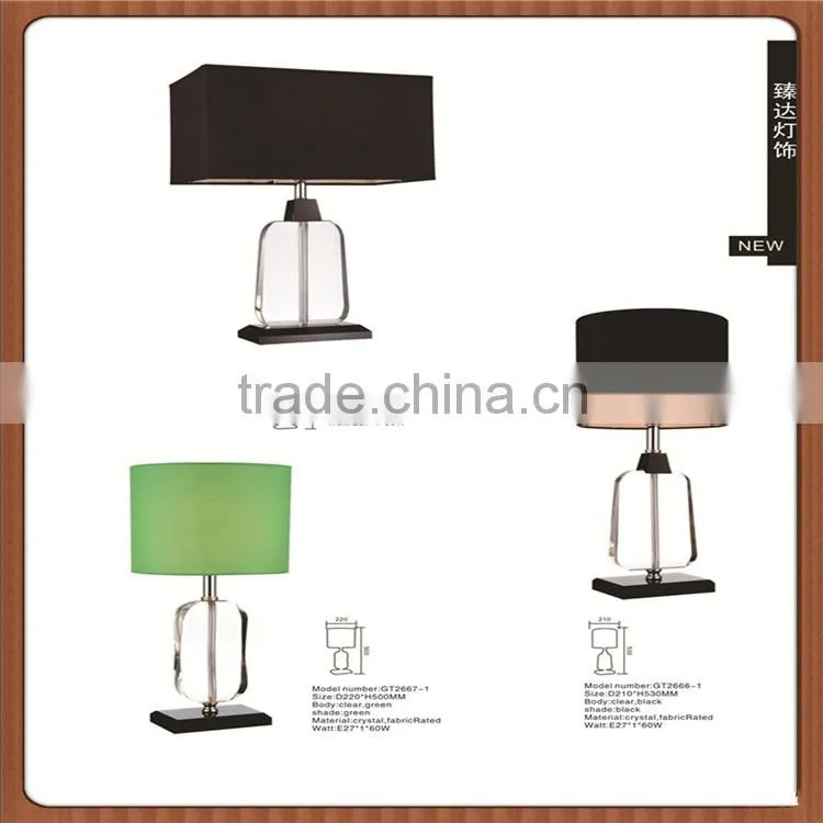 modern k9 crystal table lamp&home table lighting with square black fabric shade