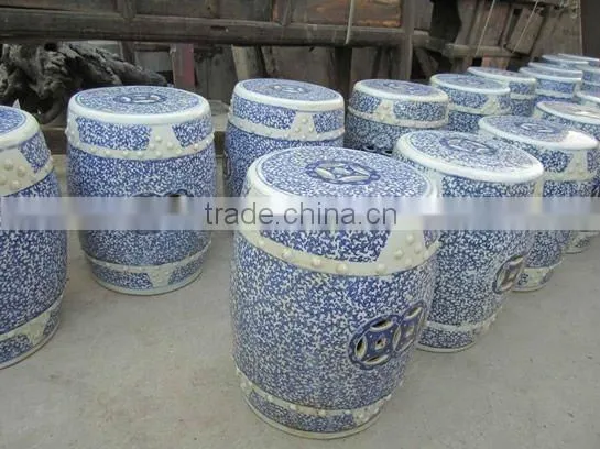Chinese antique blue and white ceramic garden stool
