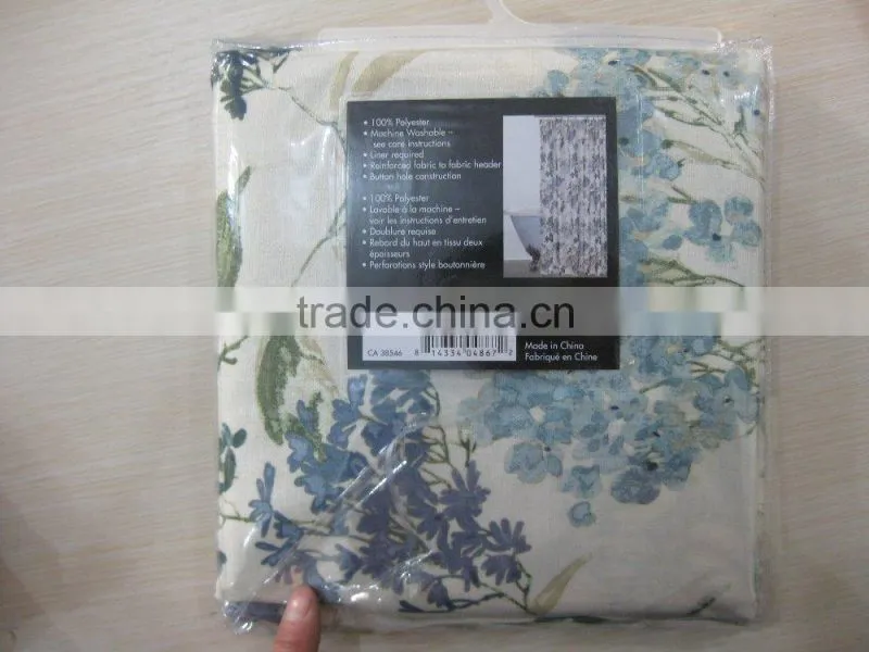 100% Polyester Fabric Printing Bathroom Curtain