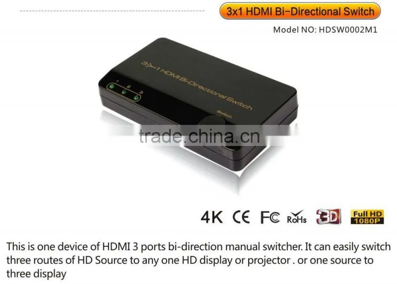 3x1 or 1x3 HDMI Bi-Directional Switch