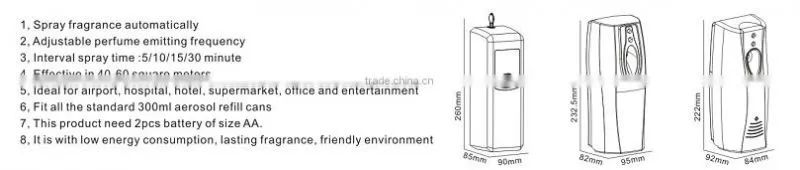 plastic wall mounting auto spray perfume dispenser