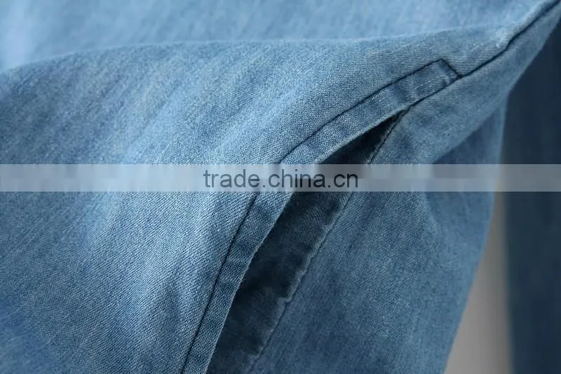 2015 fashion high quality New Women Denim Dress Plus Size Washed Loose long Sleeve Jeans Dresses For Ladies