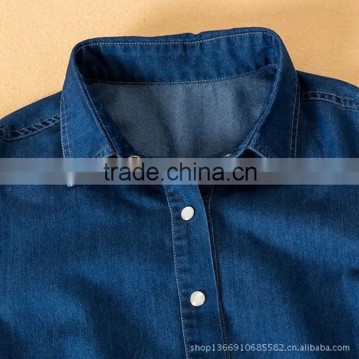 2015 fashion high quality fashion brand woman casual one piece demin jeans dress Latest fashion long sleeve dress