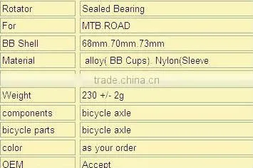 bicycle bb /bicycle axle from bicycle parts