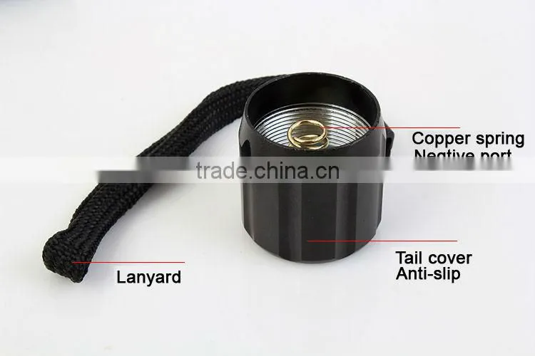 Goread C35 black aluminum high bright zoom Q5 LED 18650 rechargeable flashlight