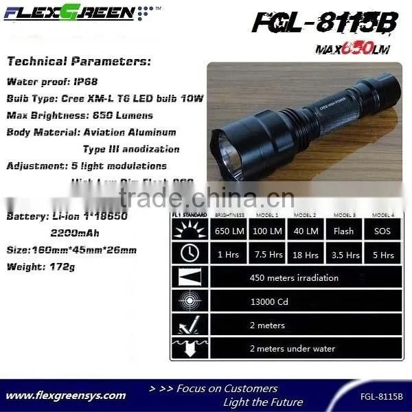 rechargeable 10w xml T6 led bicycle flashlight
