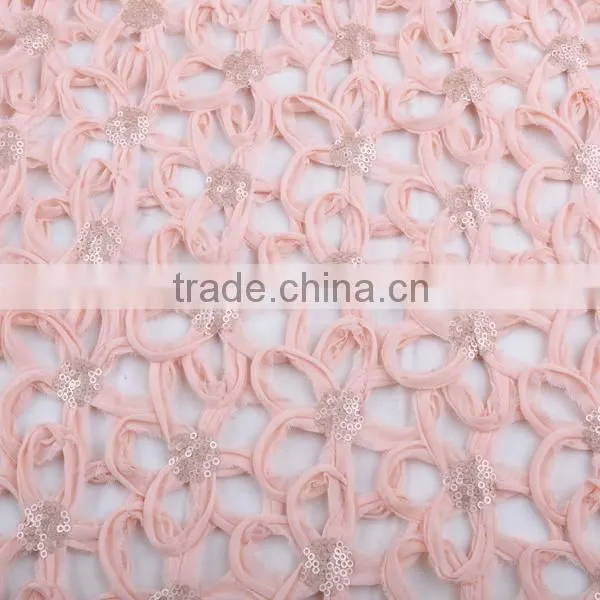 hot sale sequins chiffon ribbon twine embroidery design indian embroidery lace