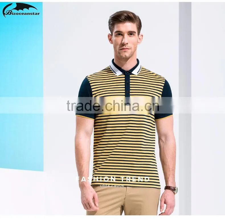 Summer new product Men's business casual short striped collar T-shirt with short sleeves