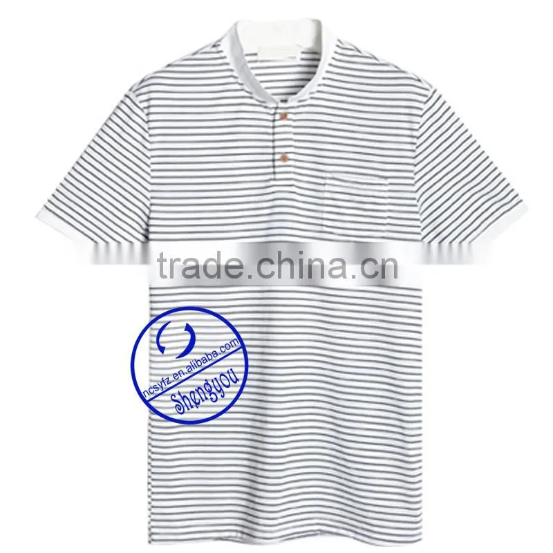 Custom wholesale striped stand collar polo shirt for men