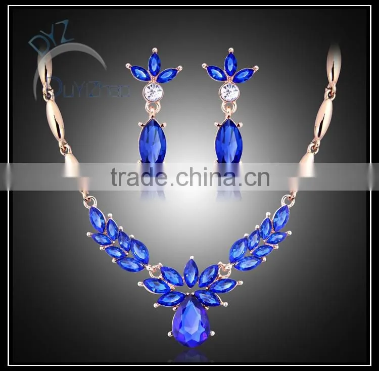 wholesale gold plated colored gemstone jewelry set in China