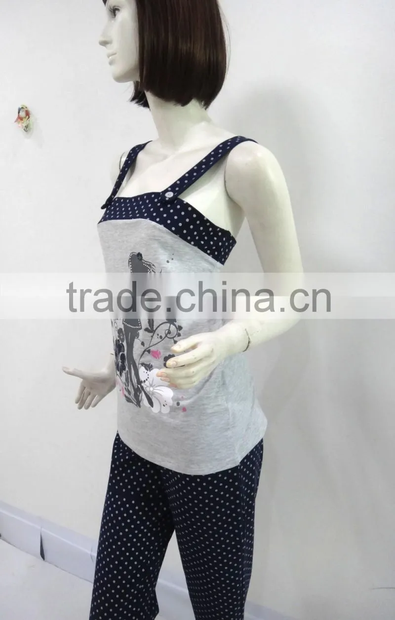 Casual lovely wave point harness pajamas women