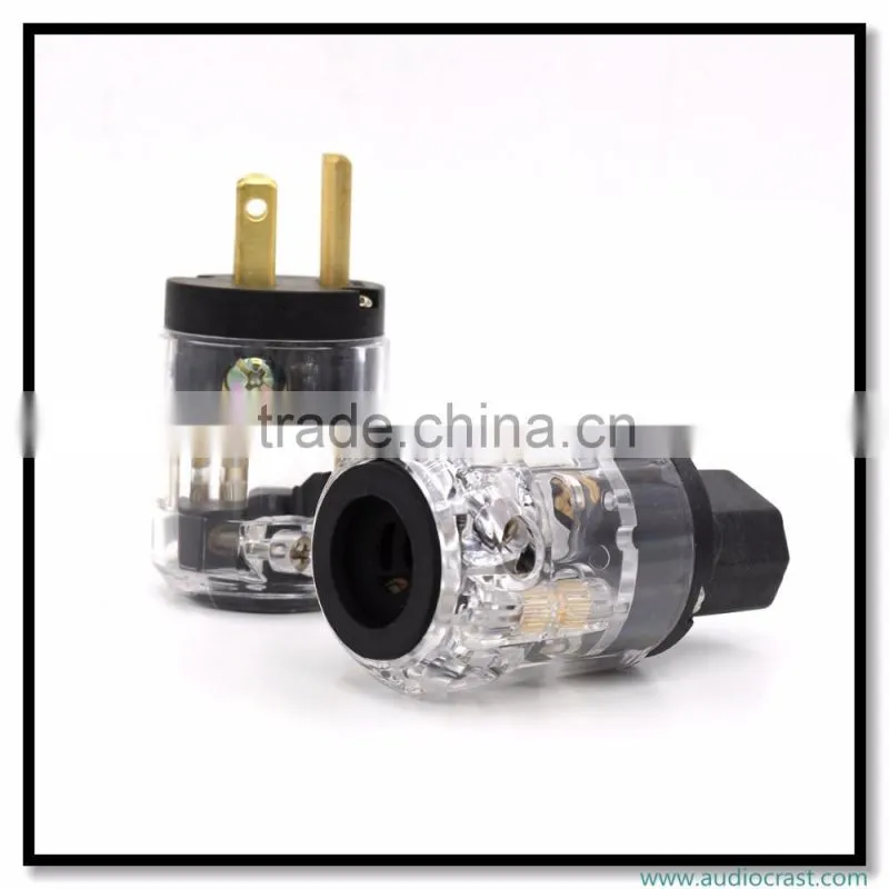 OEM/ODM Gold Plated EU Schuko Mains Power Plug + IEC Connector Audio