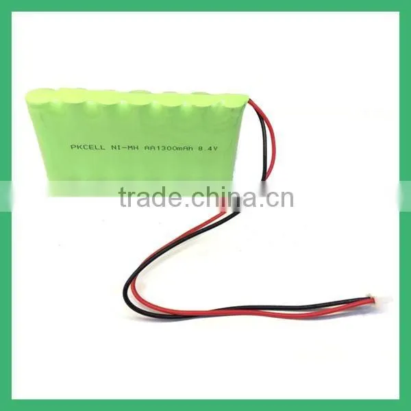 Good quality rechargeable battery pack 8.4V AA1300mAh NiMH Battery Pack from shenzhen PKCELL