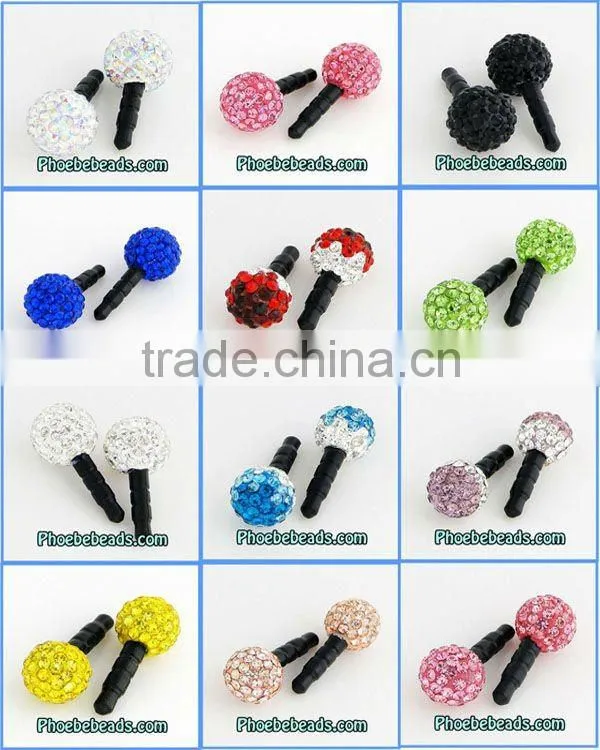 Wholesale 3.5mm Dustproof Plug Iphone Earphone Anti Dust Stopper Ear Cap Micro Pave Crystal Rhinestone For Cell Phone MDP-P1211