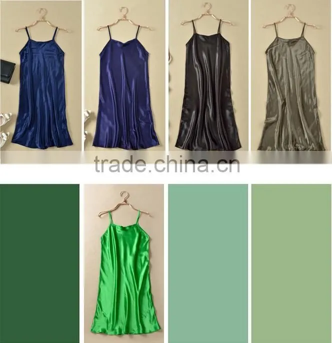 Pure 100%mulberry silk skirt with shoulder-straps, ladies silk dress