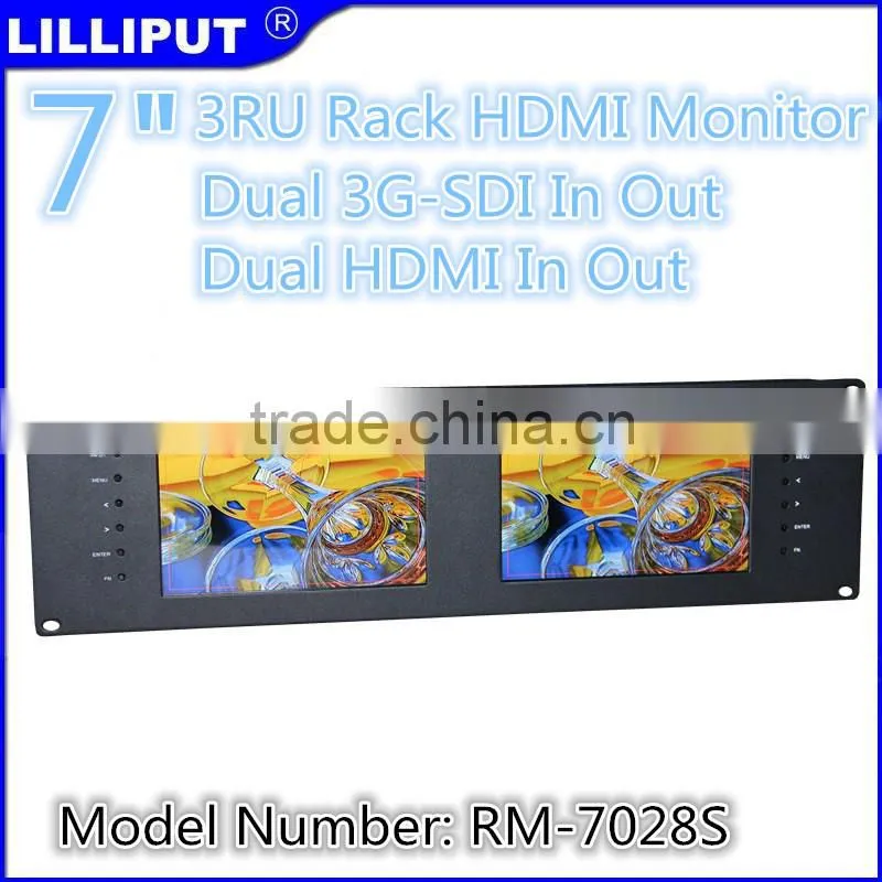 HD SDI 7 inch lcd rack mount monitor with dual hdmi modules and loop-through