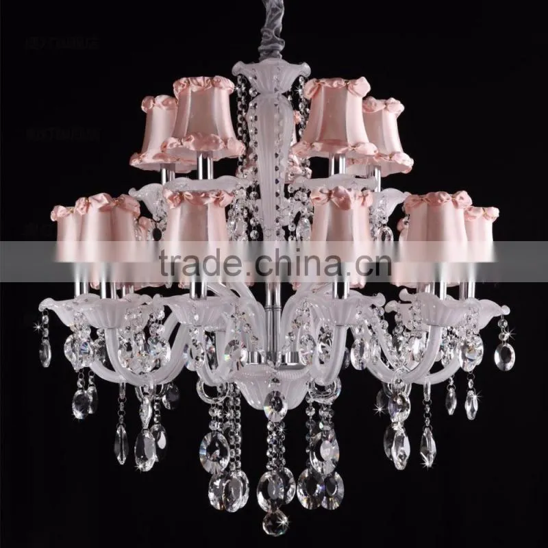 Replica White Crystal Chandelier Lighting Glass Lamp Shade Fabric