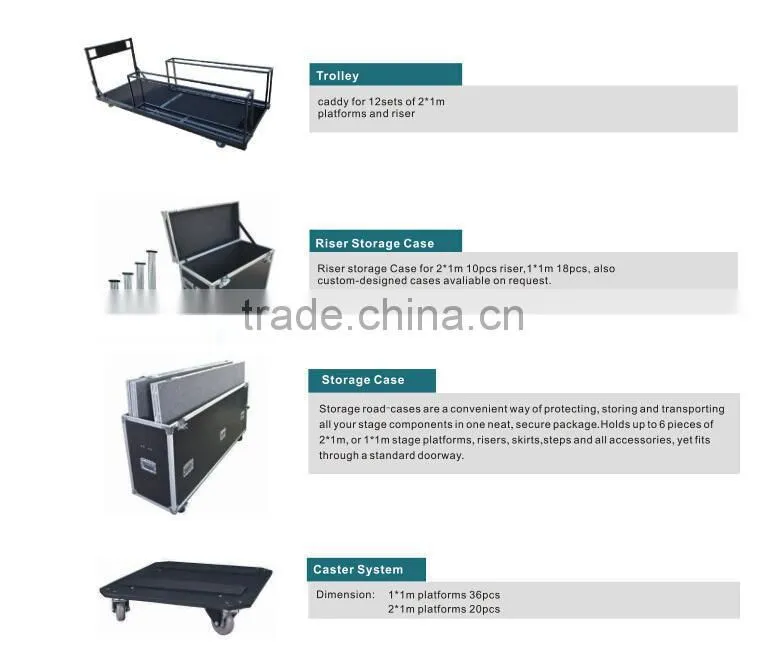 outdoor and strong stage systems with non-slip finish material on sale
