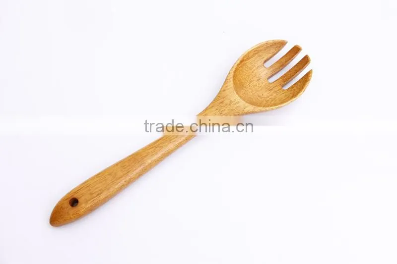3 prong kitchen/restaurant dinner wooden cutlery fork with long handle