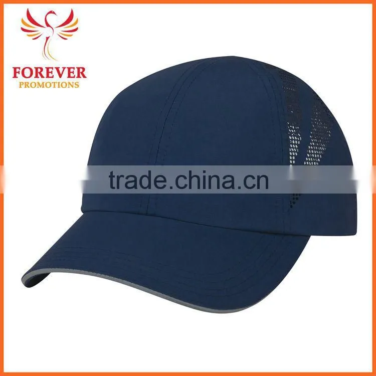 Chinese Supplier Ployester Black Baseball Cap With Reflective Sandwich Visor Hat