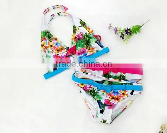 Baby Girls Kids 2 Pcs Sling Bikini Swimwear Floral Bather Swimmers Swimsuit