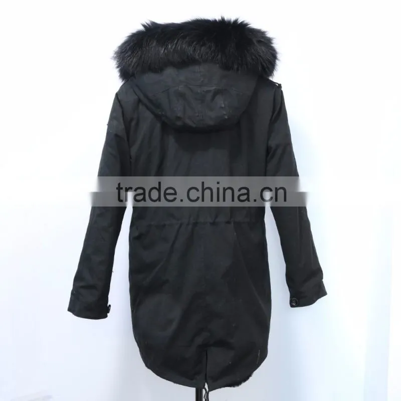 Wholesale price hot selling popular parka jacket with real silver fox fur hood trim