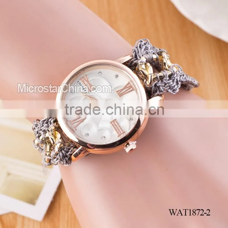 New Classic Geneva Ethnic Braided Analog Quartz Chain roman numerals lady watch