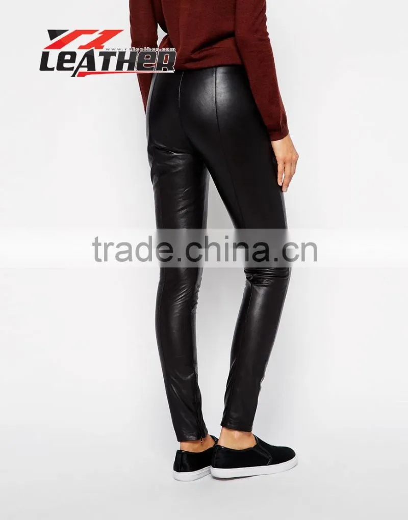 Joint Sexy Design Women's Black Leather Pants Ladies