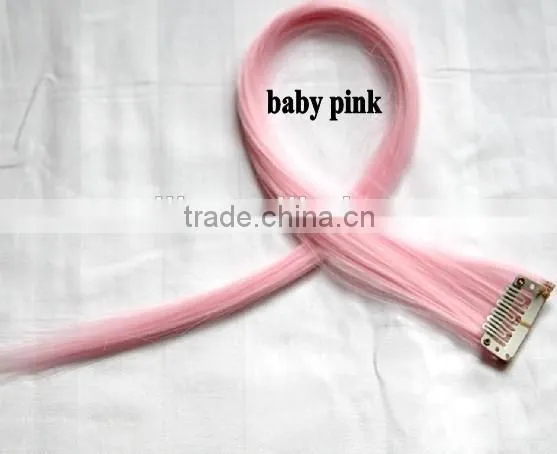 cheap clip in hair extensions synthetic fiber hair extension solid single colored clip in hair extension